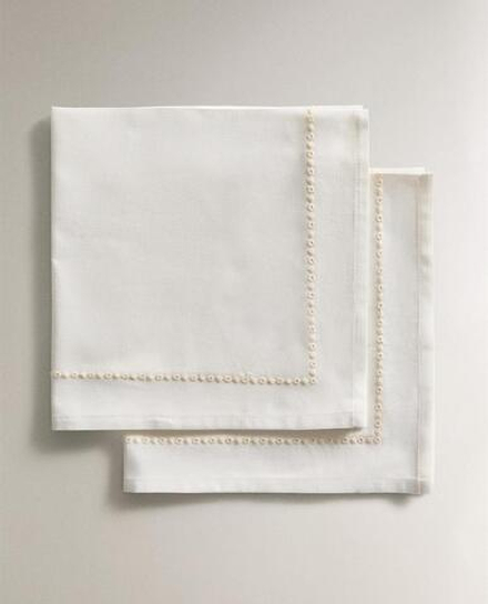 ZARA HOME САЛФЕТКА С ВЫШИВКОЙ (УПАКОВКА ИЗ 2 ШТУК), ЭКРЮ
