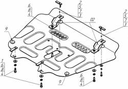 Защита картера Двигателя, КПП. 2 мм, Сталь. для Honda Odyssey 2020-н.в. MOTODOR.70807