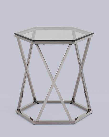 Журнальный столик Круз 48*42 стекло smoke сталь темный хром