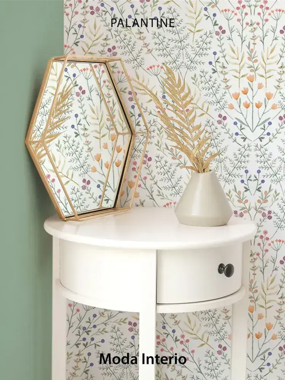 Обои винил на флизелине, веточки на белом, прованс, метровые, для спальни, Palantine (Moda interio)