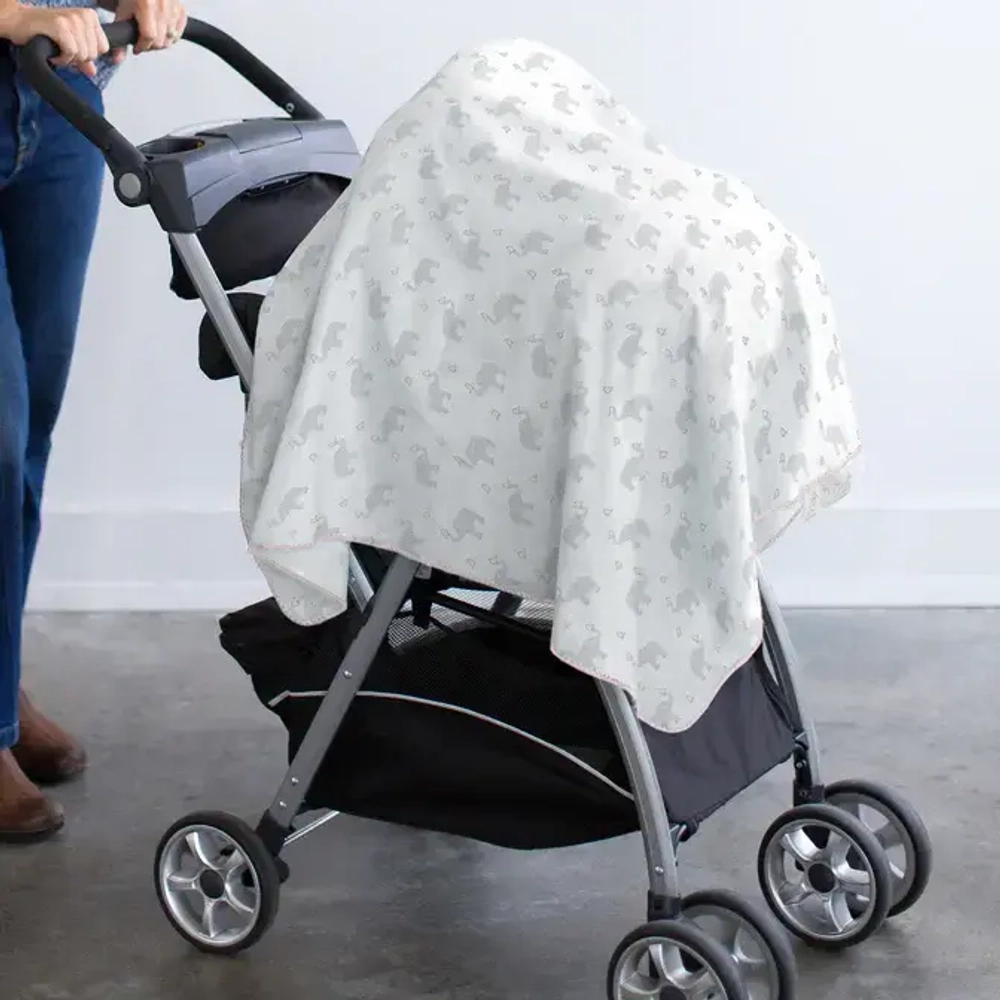 SwaddleDesigns Фланелевая пеленка для новорожденного - Elephant & Chickies, Pastel Pink