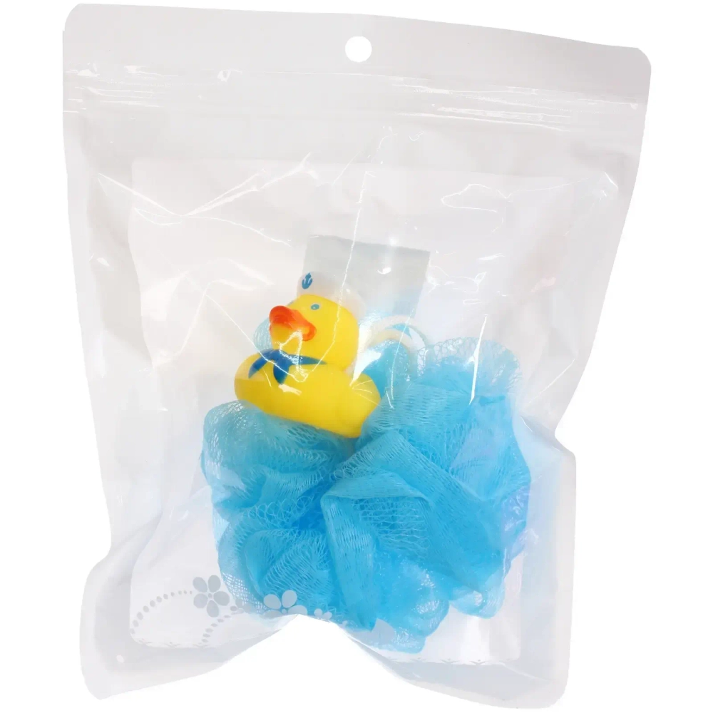 Мочалка-шар для тела полипропиленовая детская «Baby Boom - Мистер Пупсик Утя», цвет голубой, 20гр, d-11см