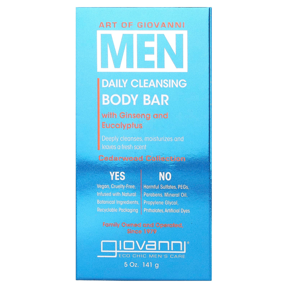 Giovanni, Art Of Giovanni, ежедневное очищающее мыло для мужчин с женьшенем и эвкалиптом, 141 г (5 унций)