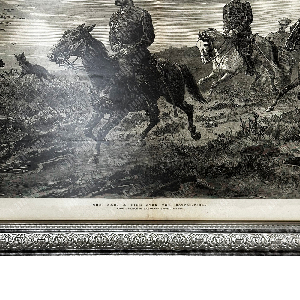 Вудвиль мл. Скобелев поездка по полю боя после битвы. Гравюра. Великобритания, 1877 г.