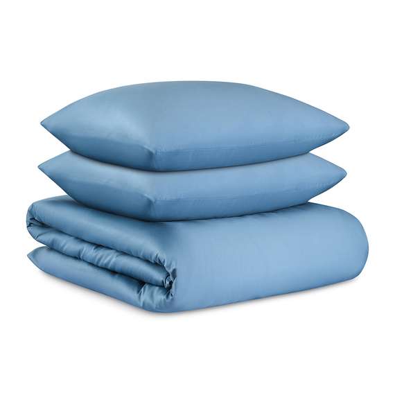 Комплект постельного белья из премиального сатина джинсово-синего цвета из коллекции essential, 200х