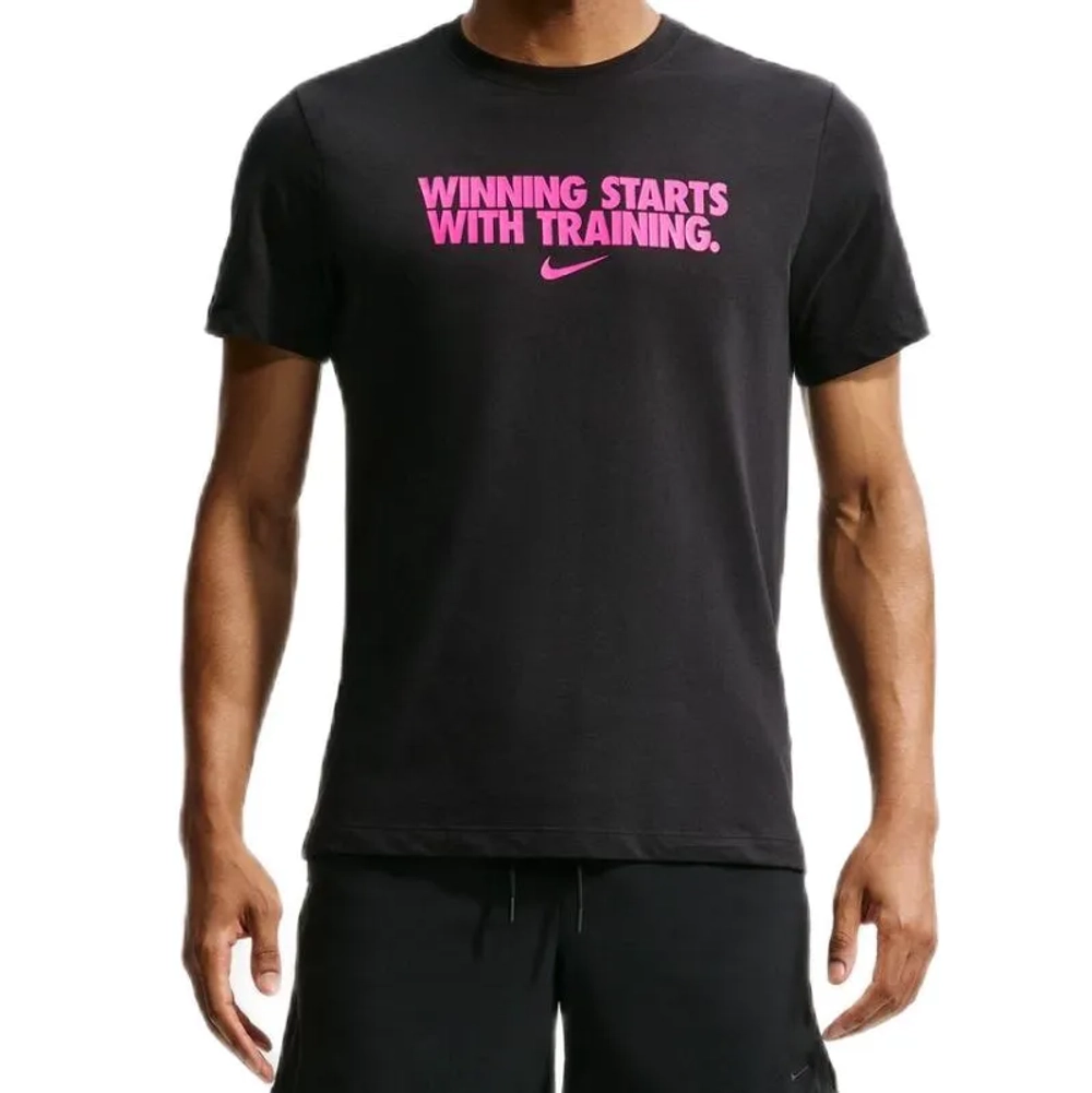 Мужская теннисная футболка Nike Dri-Fit Winning - black/hyper pink