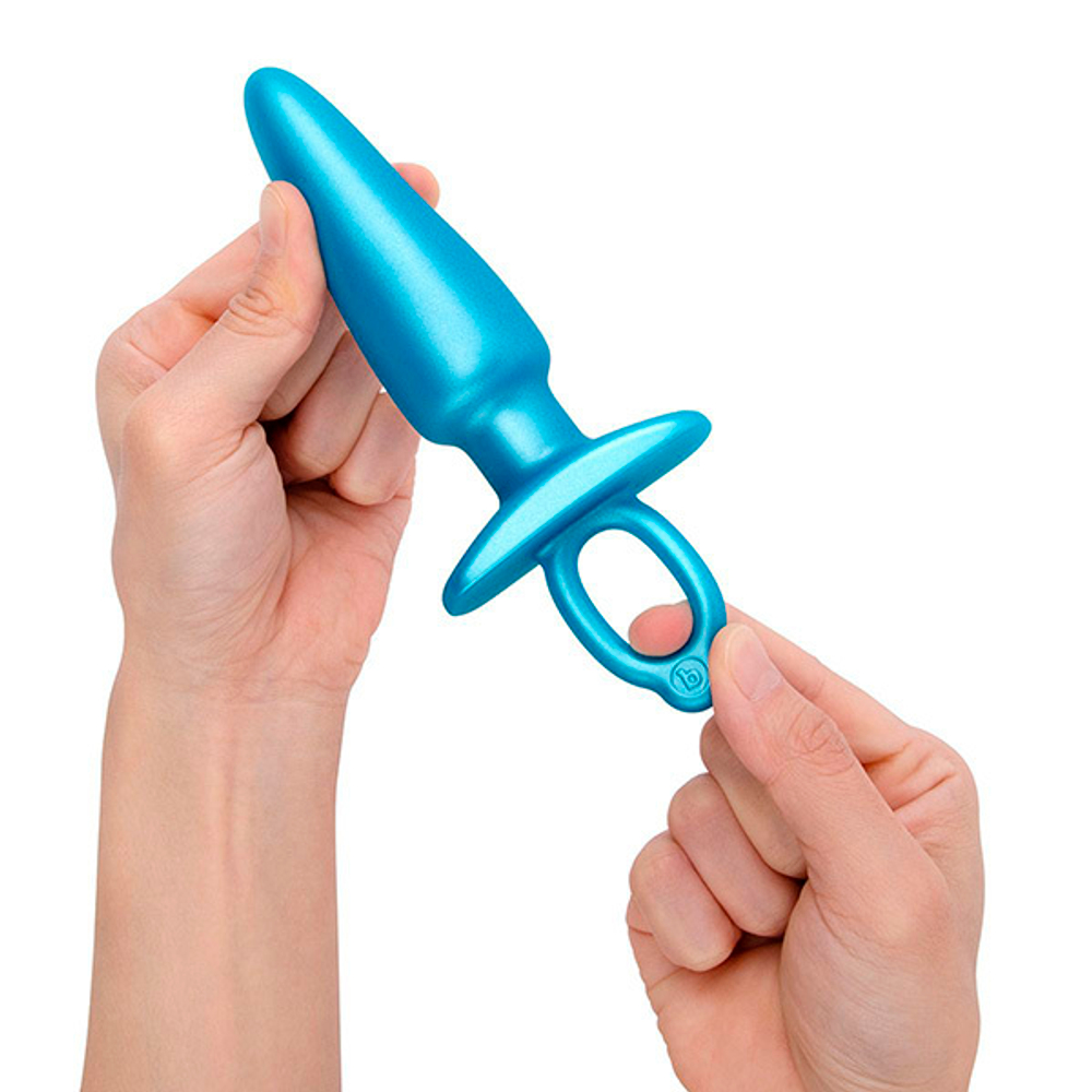 Голубая анальная пробка с кольцом 15см b-Vibe Sleek Tapered Silicone Plug BV-075