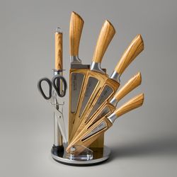 НАБОР НОЖЕЙ AGNESS С НОЖНИЦАМИ И МУСАТОМ НА ПЛАСТИКОВОЙ ПОДСТАВКЕ, 8 ПРЕДМЕТОВ (КОР=6НАБОР.)