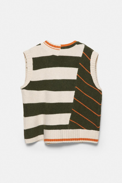 PULL&BEAR Жилет с контрастным вырезом "Stranger Things", зеленый