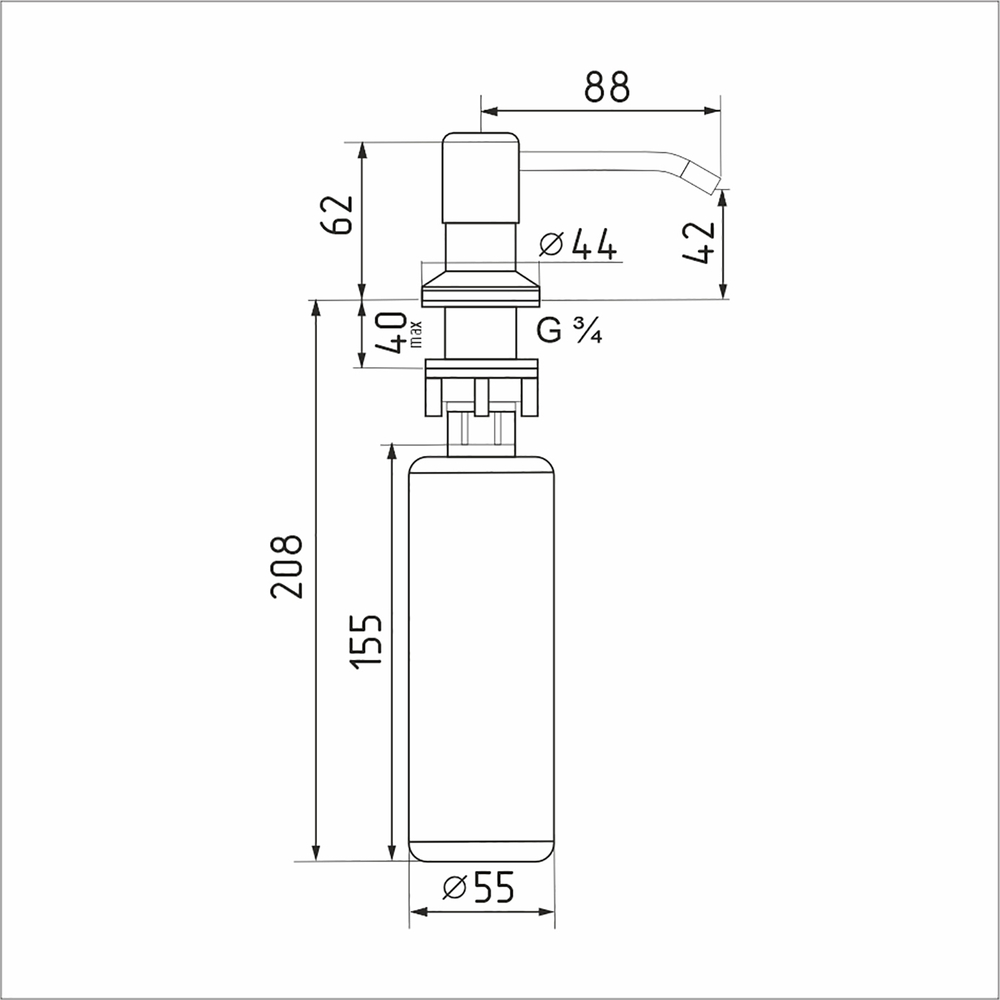 Дозатор для жидкого моющего средства MIXLINE БРОНЗА  объем 330 мл