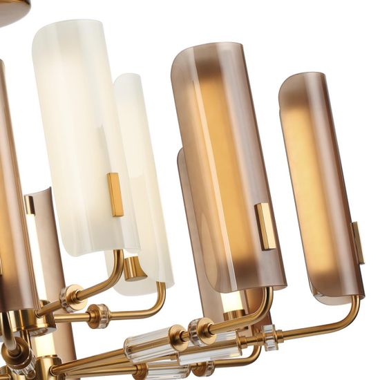 5467/60L MODERN ODL_EX26 белый/коричневый/античная бронза/металл/стекло/декор металл Люстра LED x 60W (5W*12) 3000K LION