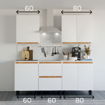 Кухня Валенсия 200 см со столешницей (5 модулей) / белый ЛДСП, массив дуба