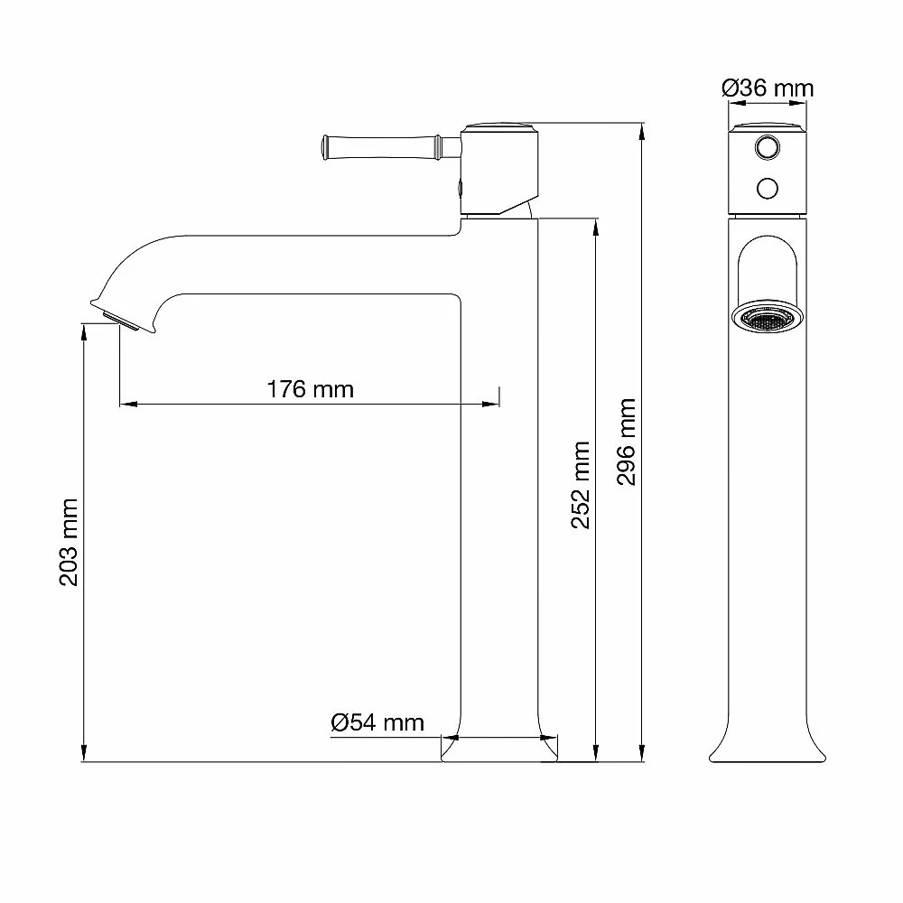 Смеситель для раковины высокий WONZON & WOGHAND TOR WW-88019073-MB черный матовый