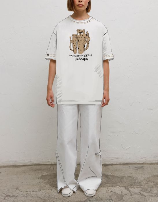 ФУТБОЛКА РЕНА МОЛОЧНЫЙ ЛЕОПАРДУ НУЖЕН ЛЕОПАРД