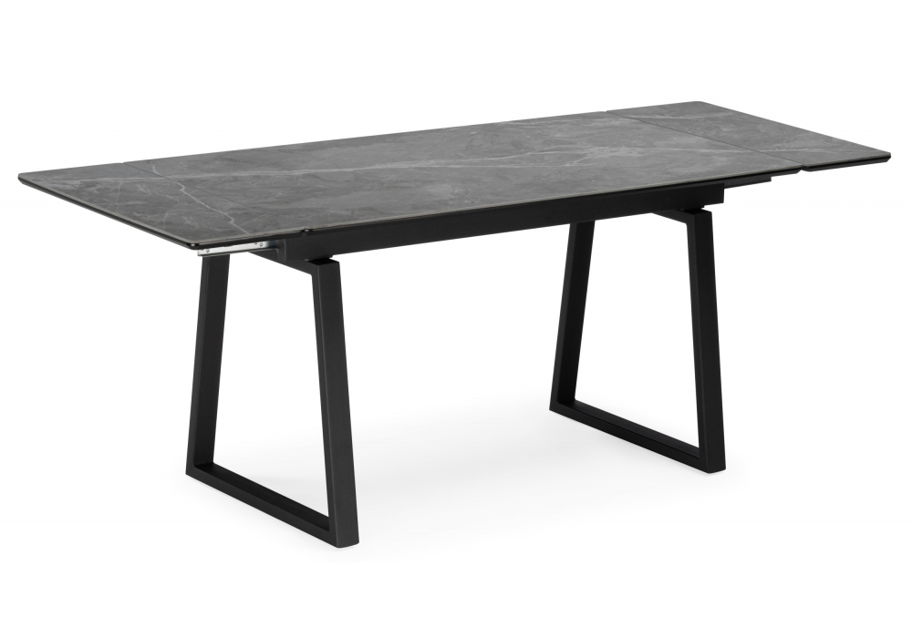 Керамический стол Woodville Джек 140(200)х80 серый мрамор larka grey, черный, ножки черные
