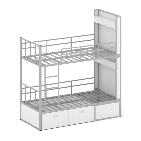 Overnight Кровать 2-х ярусная ON.K2-001 Белый/Металл Серый 2080*950*2260