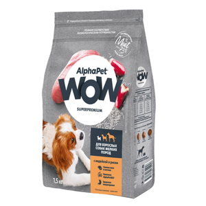 Уценка! Срок 25.05.26/ Сухой корм AlphaPet WOW Superpremium для взрослых собак мелких пород с индейкой и рисом