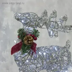 Светодиодная фигура Олень с санями серебристый, олень 40×50×16 см., сани 40×25×10 см., металл, 220 В, Luazon Lighting (3662055)