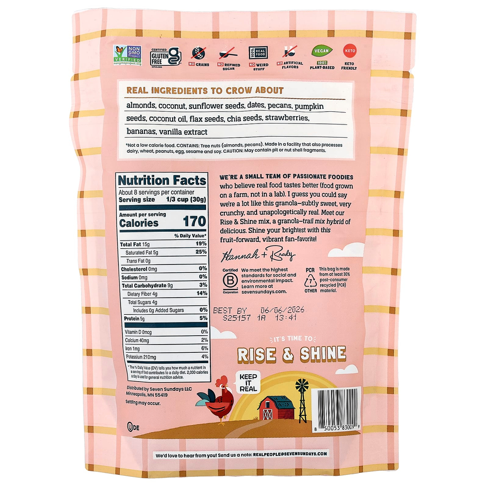Seven Sundays, Rise & Shine, гранола, клубника и банан, 227 г (8 унций)
