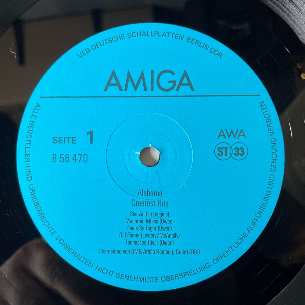 Винтажная виниловая пластинка LP Alabama Greatest Hits (ГДР 1990)