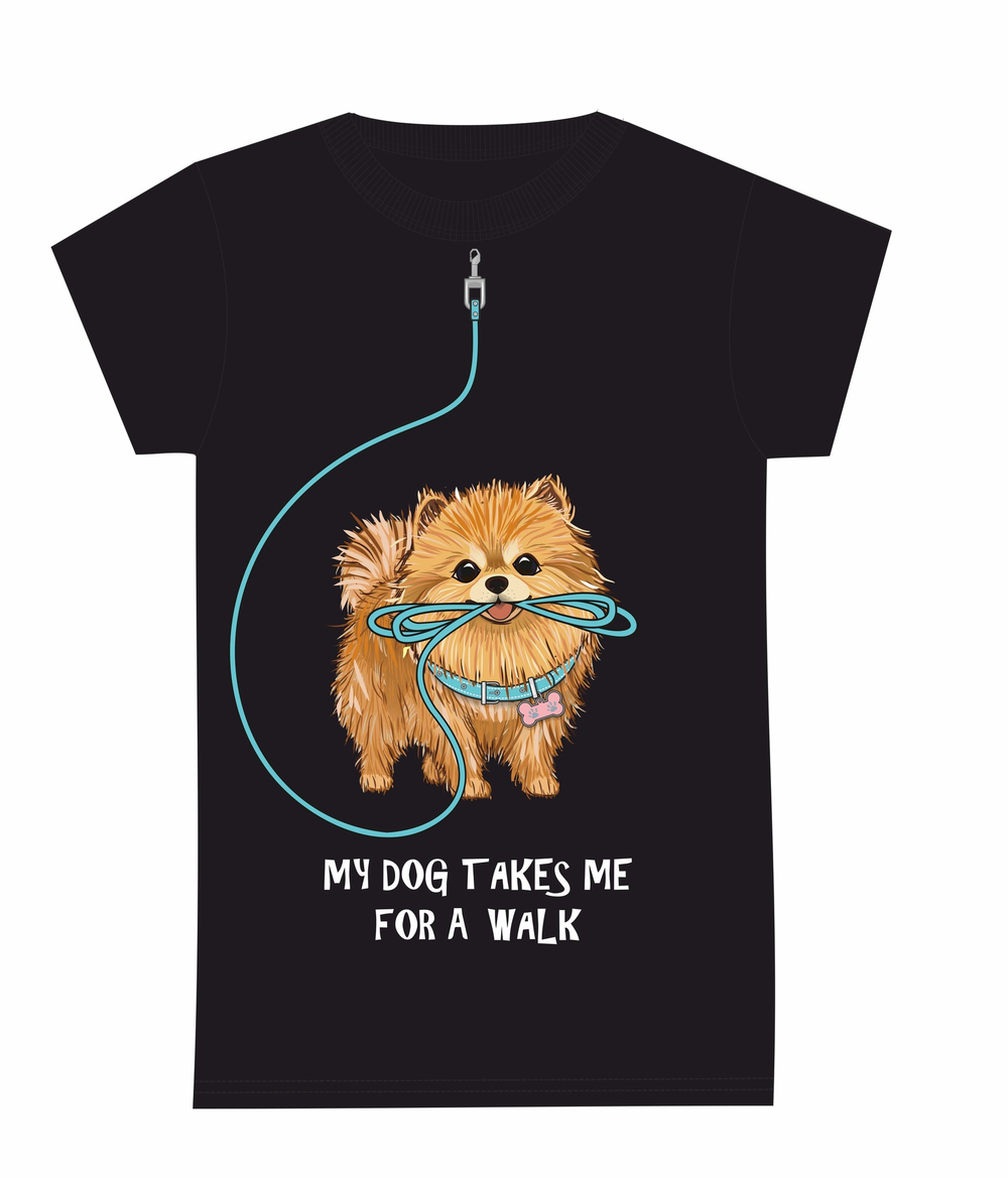 Black T-shirt with a dog