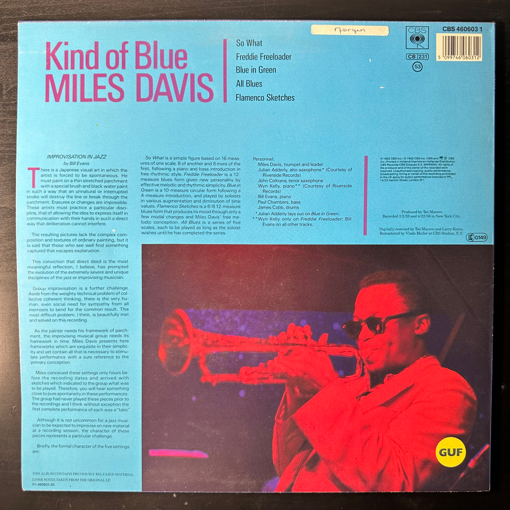 Miles Davis ‎– Kind Of Blue (Европа 1987г.)