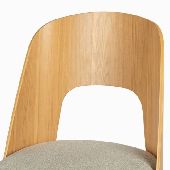 Стул Compain деревянный, сиденье из светло-серой ткани