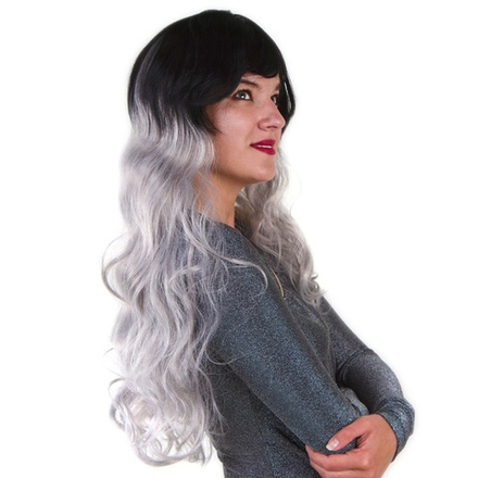 Парик карн Кудри 2цв черно-белый 60см