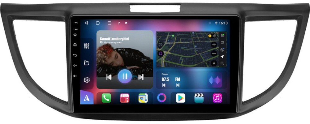 Магнитола для Honda CR-V 4 2012-2016 (большая рамка 9) - FarCar 7073-9B монитор 9" QLED на Android 13, 8 ядер (TS18), CarPlay, 4G SIM-слот