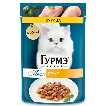 Влажный корм Гурмэ для кошек курица в соусе 75 гр
