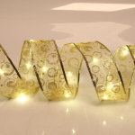 Гирлянда для дома ЛЕНТА ДЕКОРАТИВНАЯ «Морозные узоры» 2,0 м, 6 см (на батарейках), Золото (подсветка теплый белый)