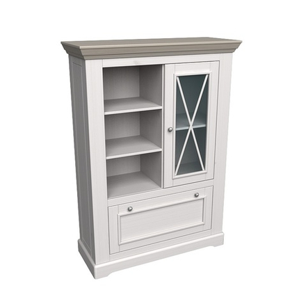 Комод «Форест» 2 двери и полки белый воск/антрацит