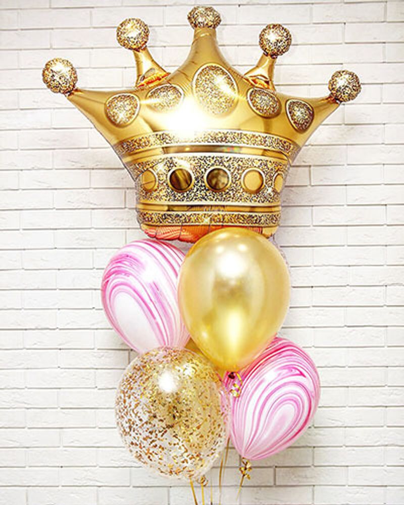 Золотая корона и единорог букет шаров на 5 лет