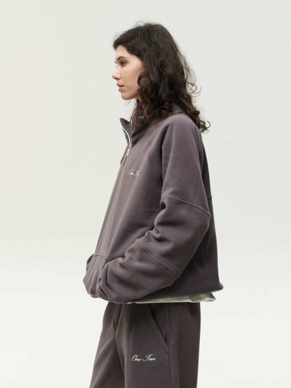 Drawstring Half-Zipped Sweatshirt Grey Excalibur