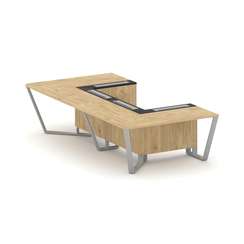 Steel Meet Стол переговорный П-образный KMK-PR.B.SP-07P Тиквуд Светлый/Графит Глянец/Металл Серый 16