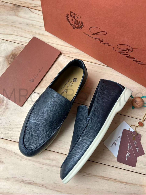 Лоферы темно синие кожаные Loro Piana Summer Walk