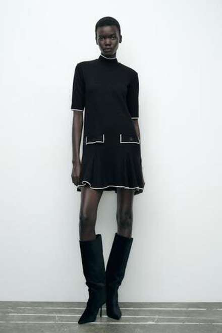 ZARA КОРОТКОЕ ПЛАТЬЕ С БОТИНКАМИ, ЧЕРНЫЙ