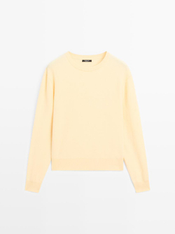 Massimo Dutti Свитер из смесовой шерсти с круглым вырезом, ванильный