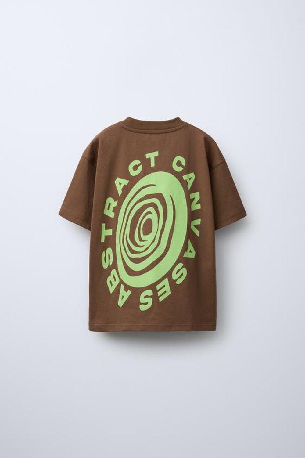 ZARA ФУТБОЛКА ИЗ ТКАНИ С ПРИНТОМ, КОРИЧНЕВЫЙ