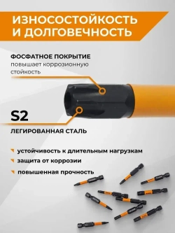 Набор бит торсионных IMPACT S2 TORX T6, TT7 - TT40 x 50 мм 10 шт RAGE by VIRA