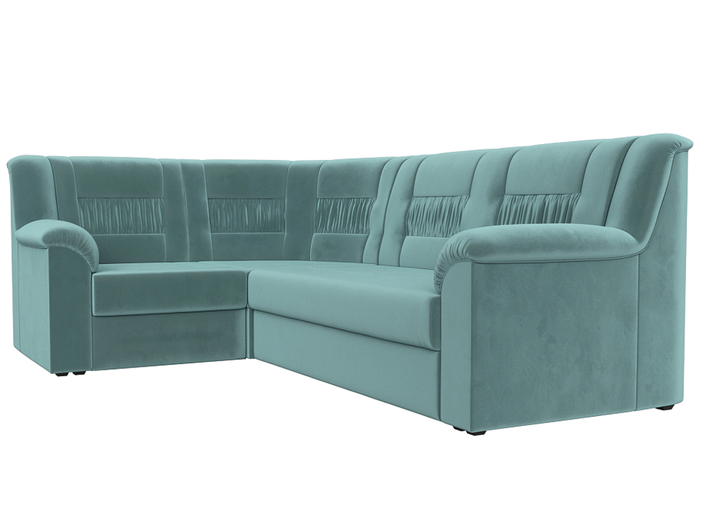 Диван угловой Карелия левый угол, Бирюзовый, Велюр, 113341L