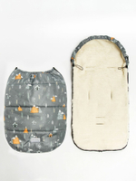 Конверт зимний меховой AMAROBABY Snowy Travel Горы, серый, 105 см.