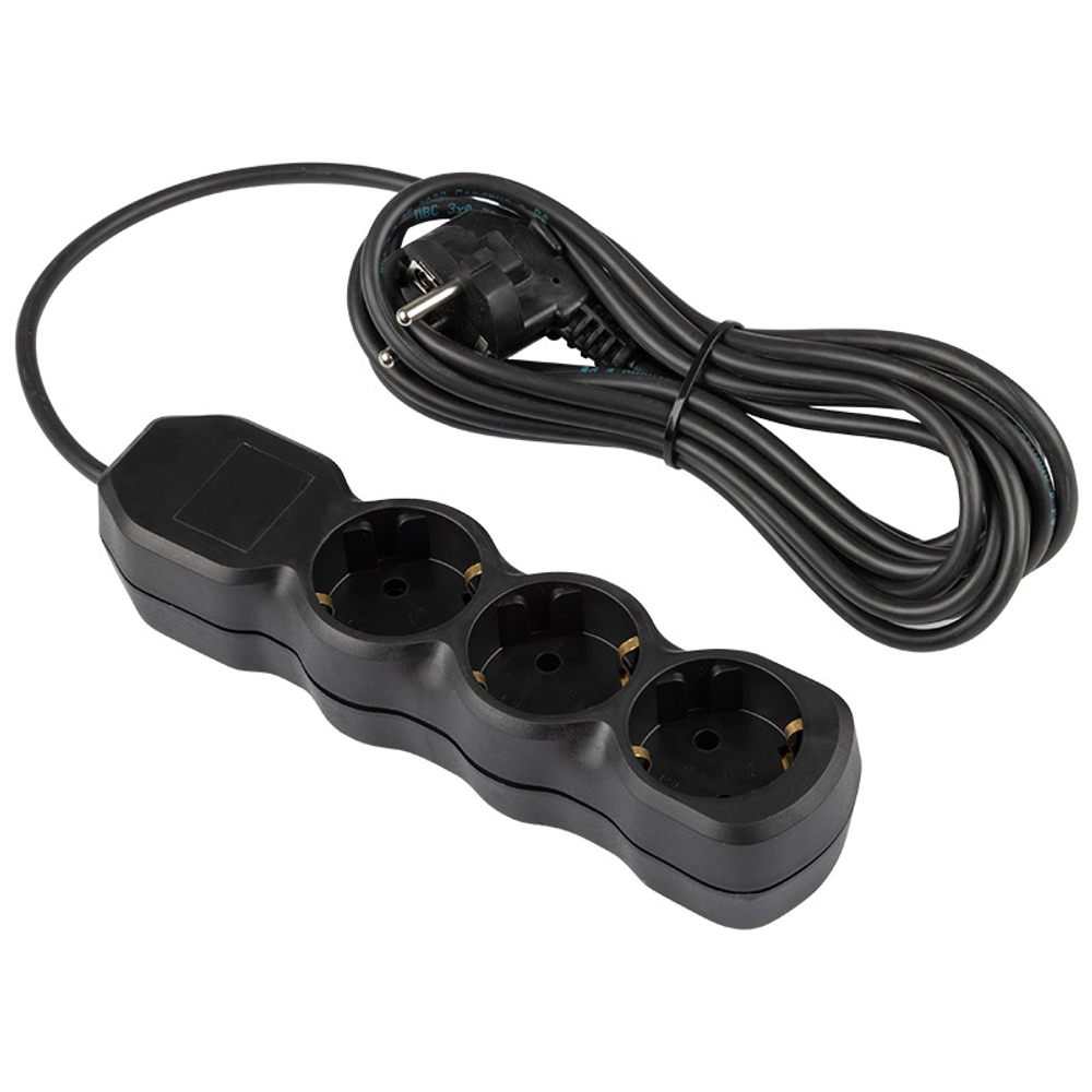 Удлинитель Engy "Гранд" 5м/3роз с заземлением (ПВС 3х0.75) черный