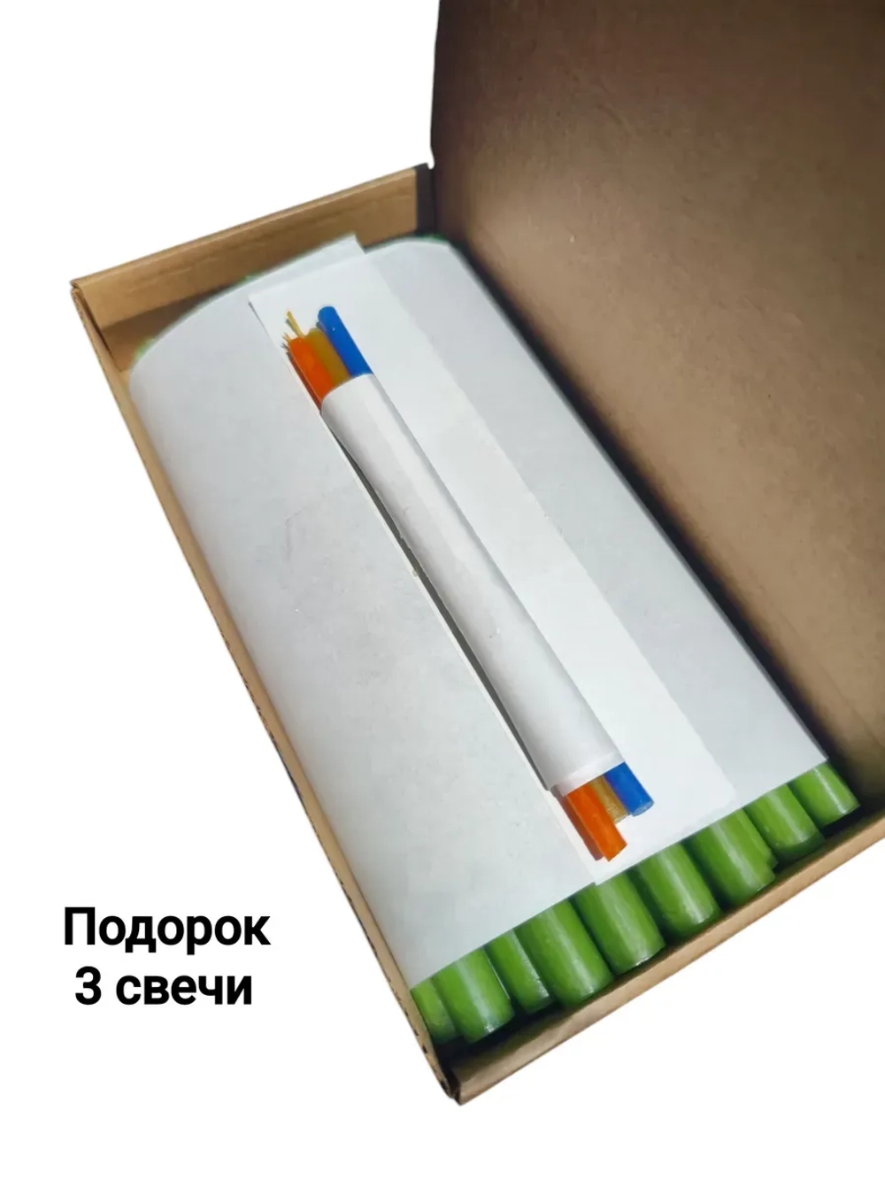 Свечи восковые зеленые алтарные 20 штук.