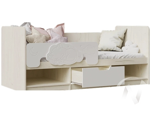 Кровать 1;8*0;8м Детская Юниор-4 (дуб крафт белый/шарли белый)