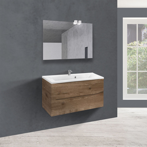 Тумба под раковину Vincea Mia 900 подвесная, 2 выкатных ящика soft close, V.Oak