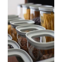 Банка для хранения квадратная Vacuum Glass, 1,5 л, светло-серая