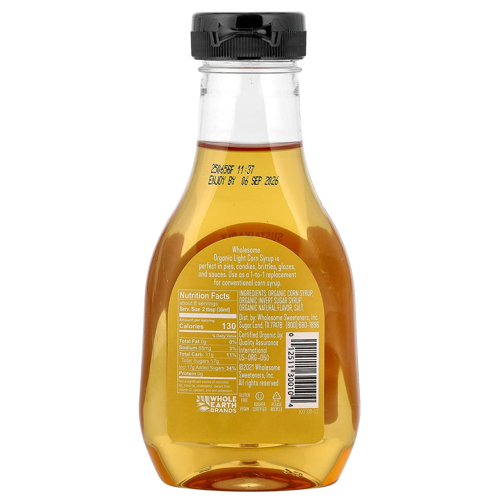 Wholesome Sweeteners, Органический легкий кукурузный сироп, 228 г (7,7 жидк. унц.)