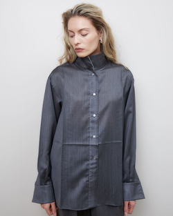 Рубашка из шерсти и шелка серый