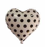 Шар (18"/46 см) Сердце, Черные точки, Белый